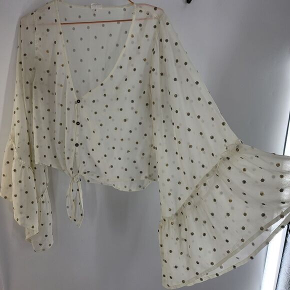 Billabong × love like summer cream embroidered bell sleeve top - Picture 6 of 9